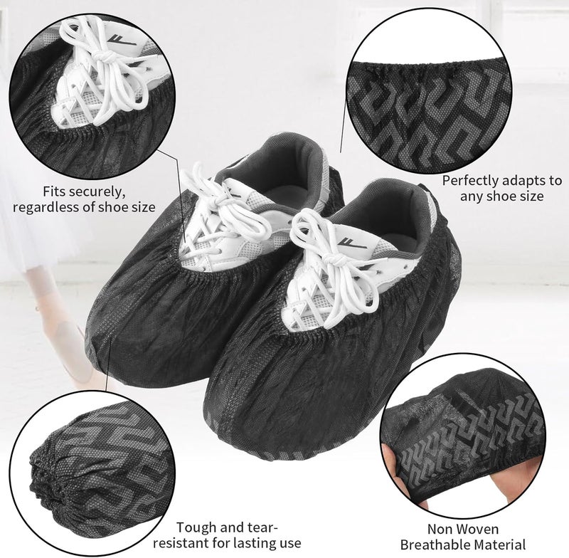 Frontline Shoe Covers Disposable Non-Slip 100 Pack, Premium Non-Woven Durable Booties Shoes Covers – Water Resistant Thick Anti-Slip - One Size Fits Most by (Black 1000 Pack) - Image 3